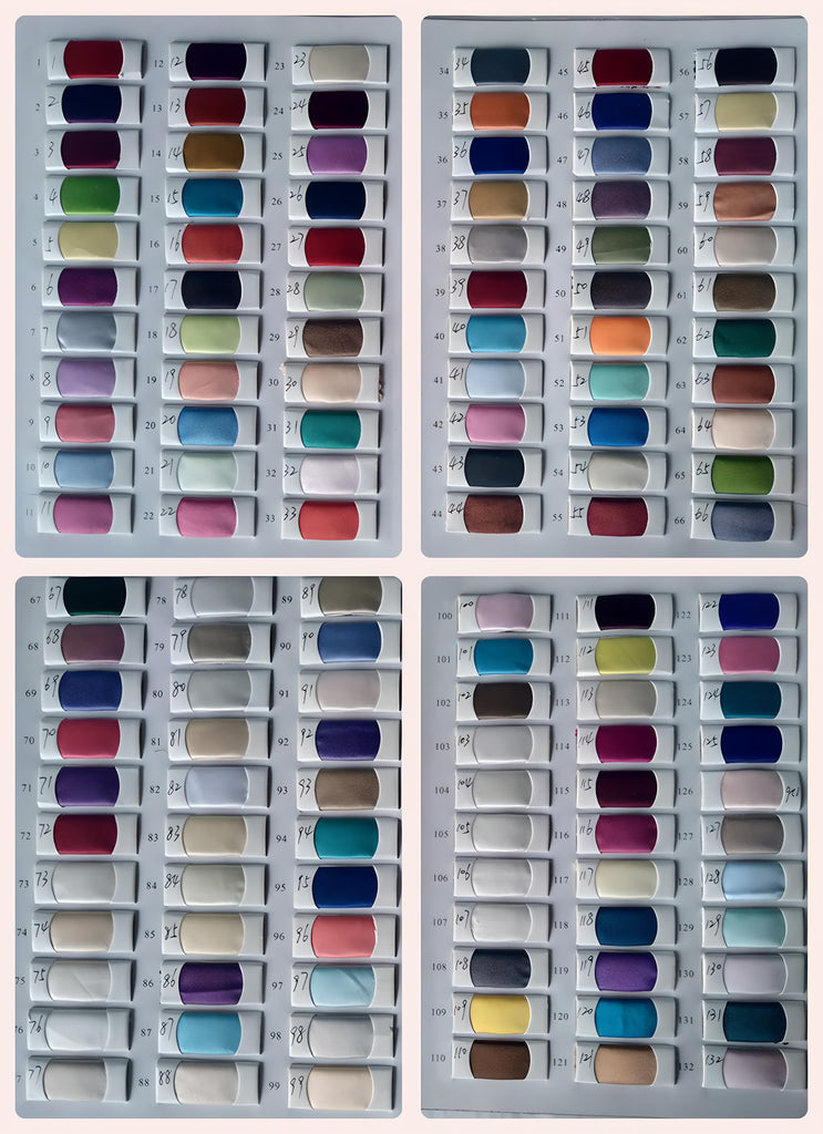 Satin color chart for colorful dress