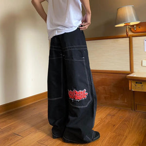 Vintage Streetwear Baggy Jeans Women Retro Y2K High Waist Jeans Casual Crossover Cargo Pants Women Summer Wide Leg Pants - voguable