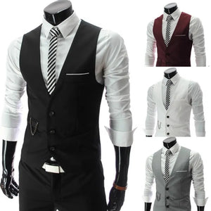 New Arrival Dress Vests For Men Slim Fit Mens Suit Vest Male Waistcoat Gilet Homme Casual Sleeveless Formal Business Jacket - voguable