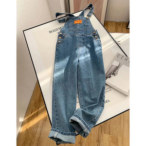 Voguable  Jumpsuits Women Streetwear Denim Overalls Vintage Loose Casual Wide Leg Pants High Waist Strap Straight Jeans Trousers New - voguable