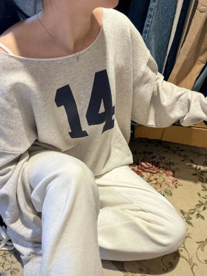14 Print Oversized Sweatshirt Women Sexy Scoop Neck Long Sleeve Cotton Loose Pullover Autumn Streetwear Fashion Hoodie Y2k Tops - voguable
