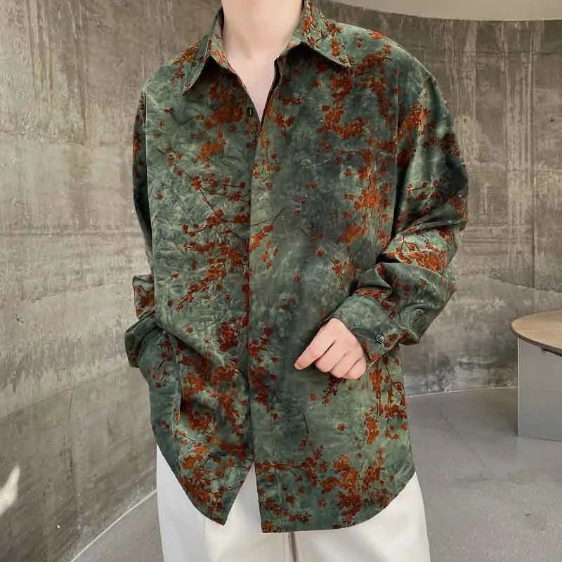 Voguable Trend Men's Printing Shirts Autumn Long Sleeve Top Casual Streetwear Personality Handsome Male Clothing Fashion New