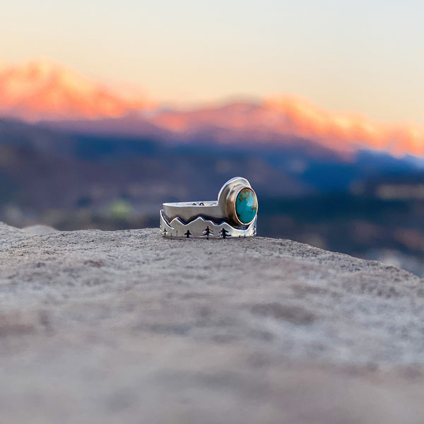 Custom Mountain Turquoise Ring | Turquoise Wedding Ring