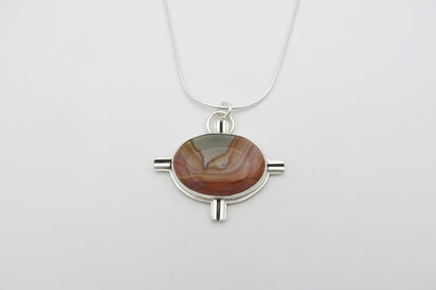 Oregon Picture Jasper Necklace | Four Directions Necklace | Sterling Silver Necklace