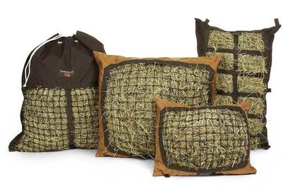 The Hay Pillow Product Line - Slow Feed Standard, Mini, Hanging & Manger Styles