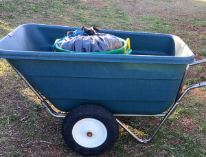 Line muck buckets with trash bags to transport water. barn hack