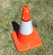 Orange Plastic cones can be used as horse toys.