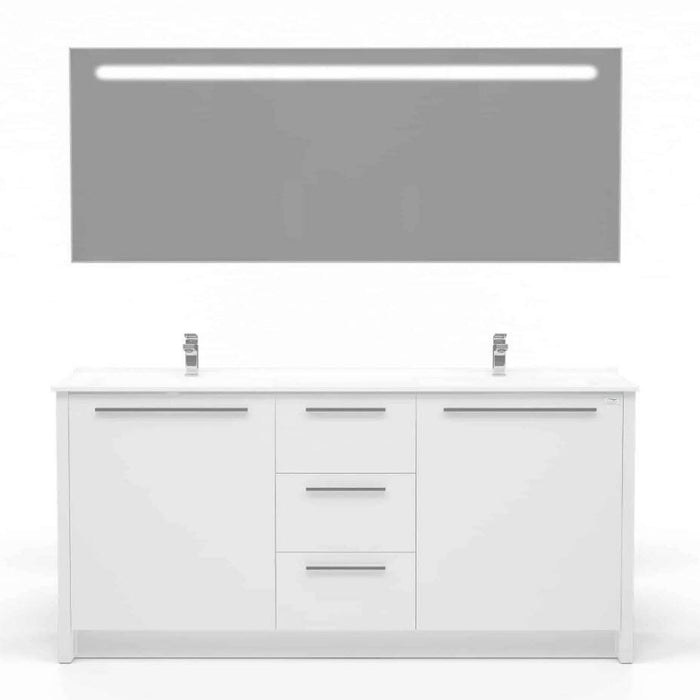 Casa Mare Nona 71" Glossy White Modern Double Sink Freestanding Bathroom Vanity and Sink Combo Nona180GW-71-S