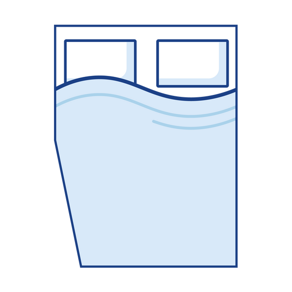 A line drawing of a left cut off (nearside) caravan mattress.