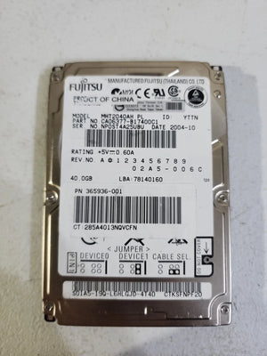 Fujitsu 40GB 5400 RPM 8MB Cache IDE Ultra ATA100 / ATA-6 2.5" Laptop Hard Drive - MHT2040AH. - Mega Micro Devices Store