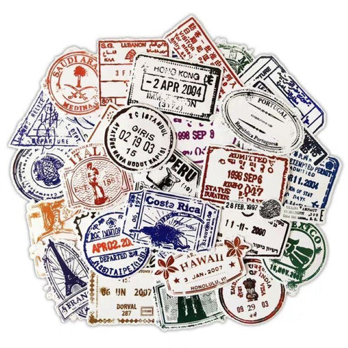 50 Transparent Postage Stamp Sticker Set