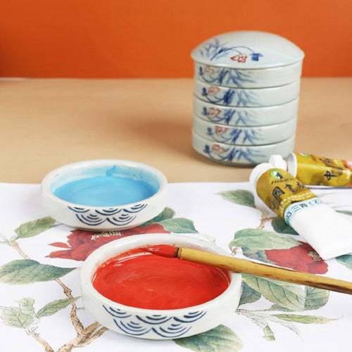1 Set ceramic ink dish ceramic watercolor palette Porcelain Stacking