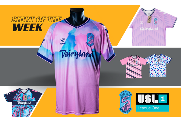 Forward Madison's 2023 kit in a photo collage titled shirt of the week