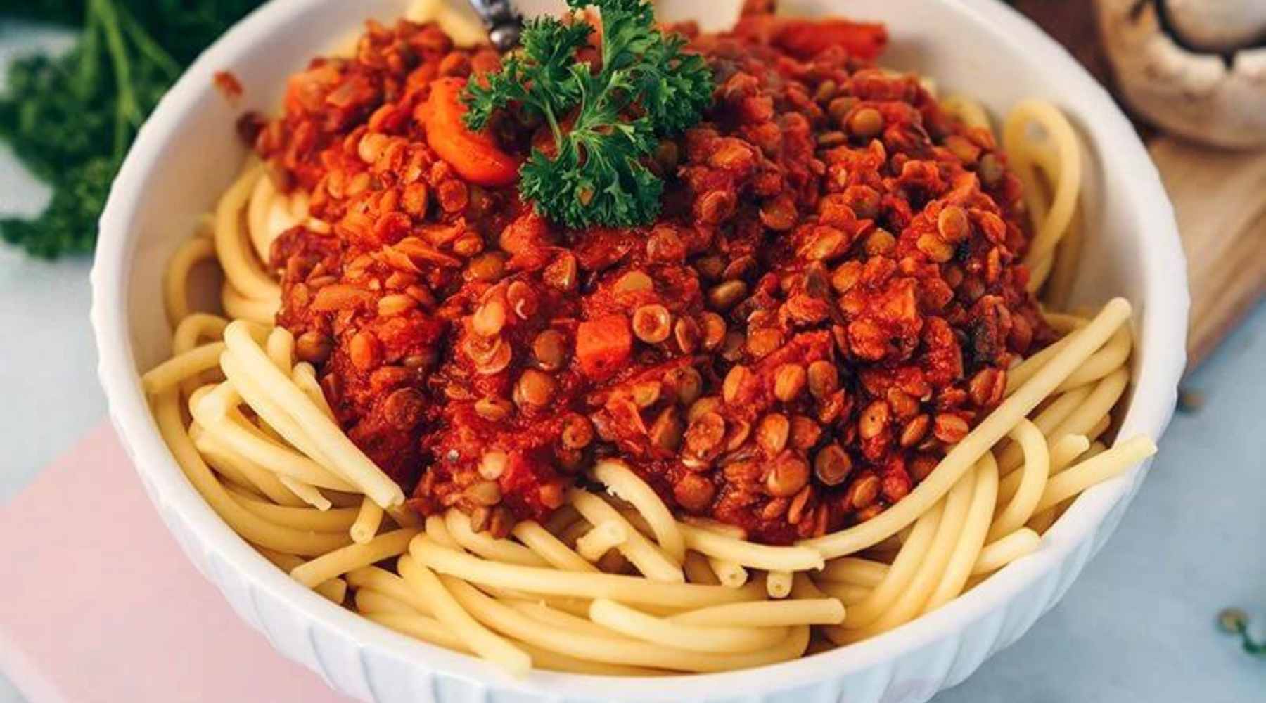 Bucatini with Lentil Bolognese