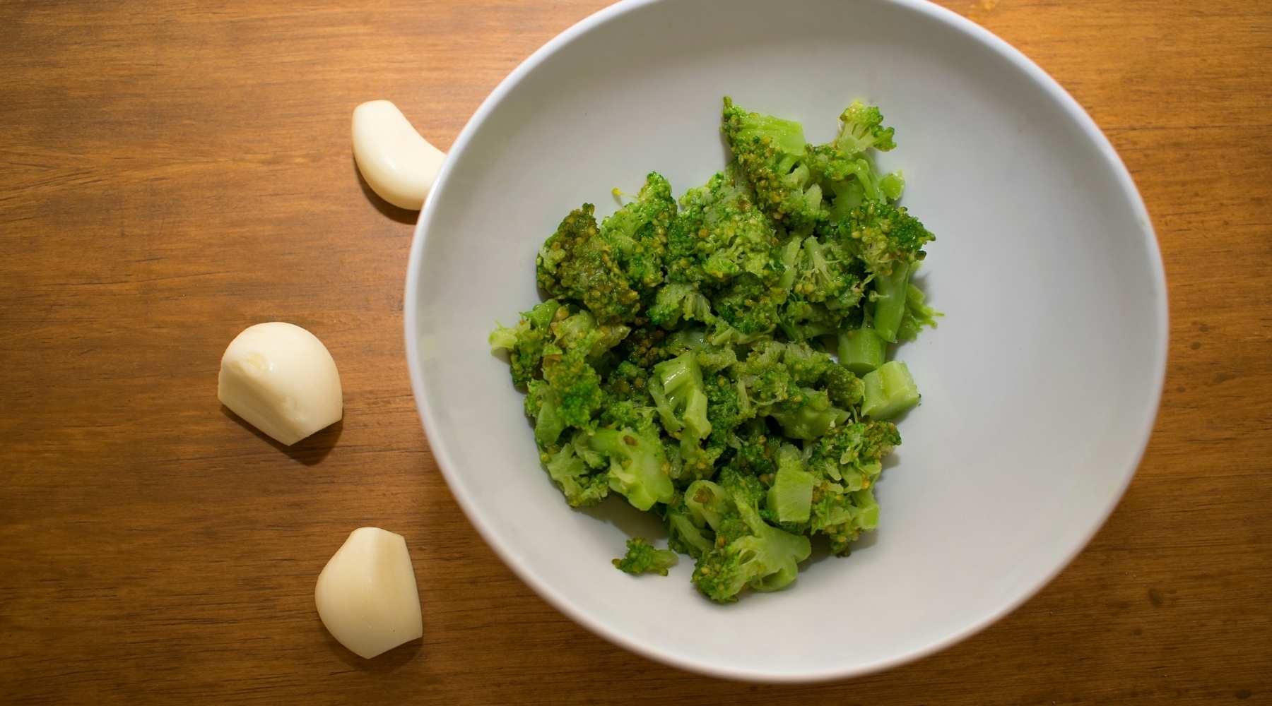 chopped broccoli and garlic
