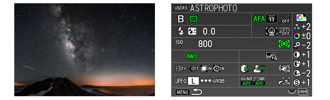 Pentax KF DSLR camera USER Mode 3 “ASTROPHOTO”