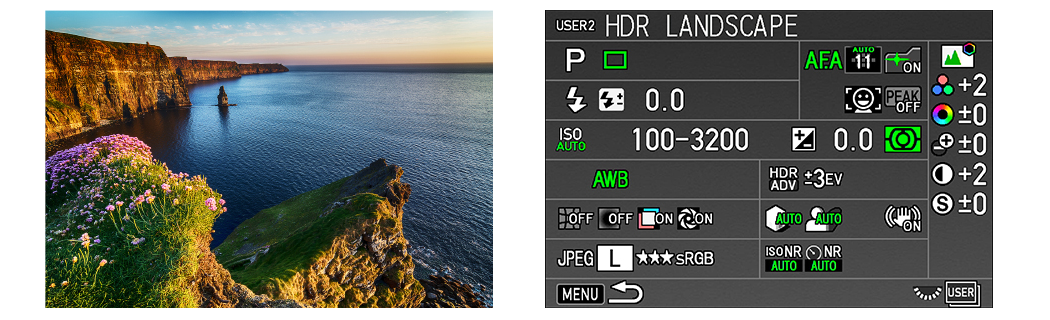 Pentax KF DSLR camera USER Mode 2 “HDR LANDSCAPE”