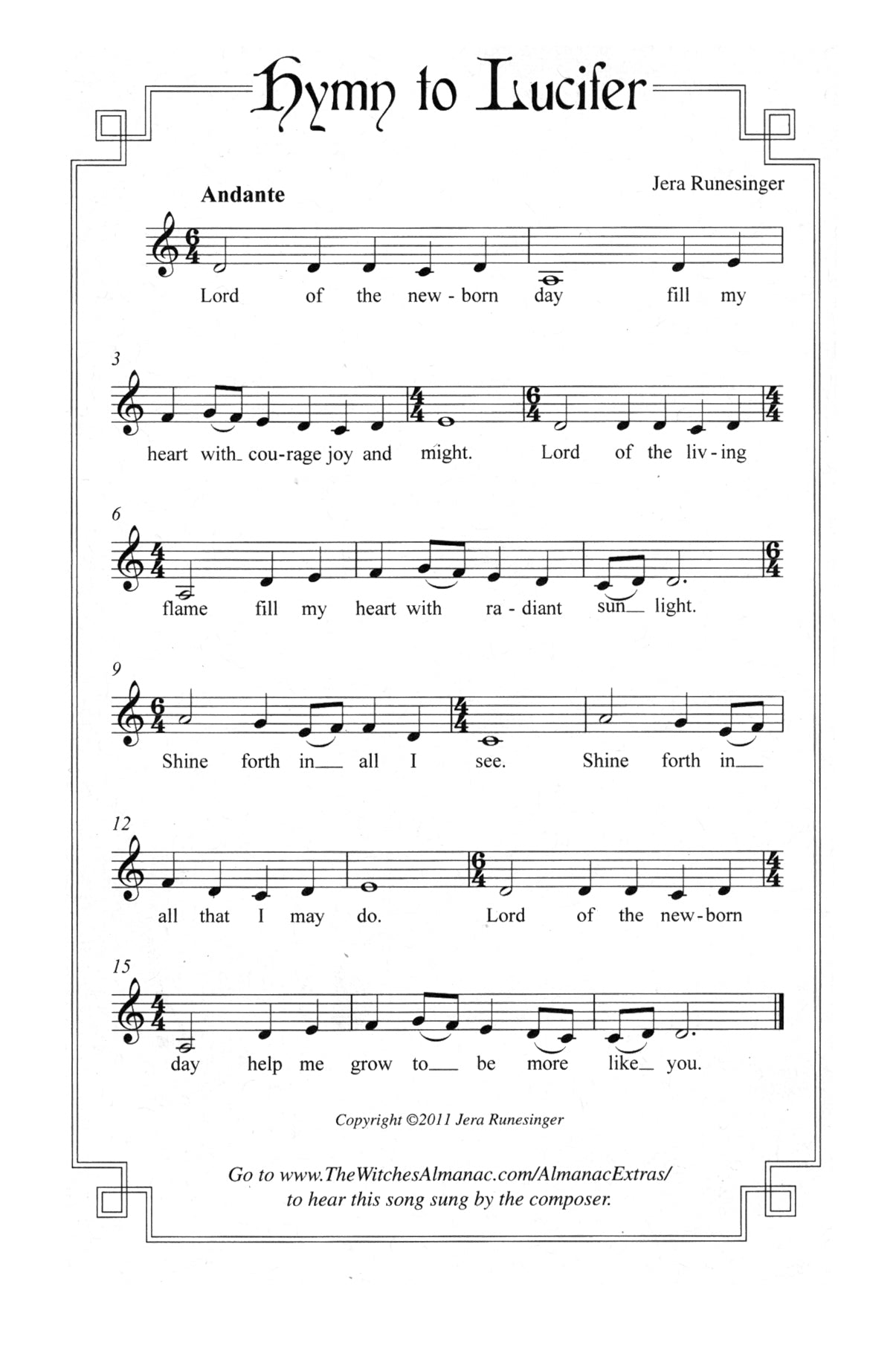 Hymn to Lucifer sheet music