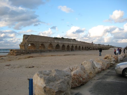 Remains of a Roman aqueduct stretching from the ancient seaport of Akko in the north to the capital of Israel - Tel Aviv