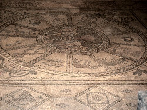 Ancient zodiac mosaic found on the floor of an excavated Israeli synagogue