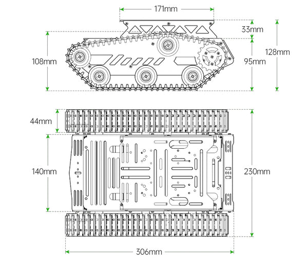 2WD Export Quality tank chassis smart car crawler robot Chassis Black Color