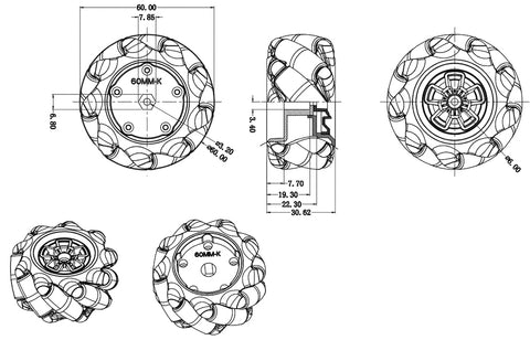 Mecanum wheel Omnidirectional wheel 60mm