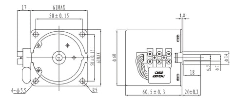 AC Synchronous Gear Motor - 220V0.33µf from 2.5 - 30 RPM