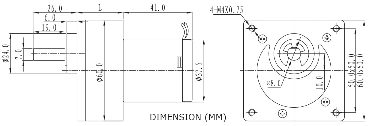 DC Geared full copper industrial grade motor 24V 60mm Diameter Gearmotor 22RPM