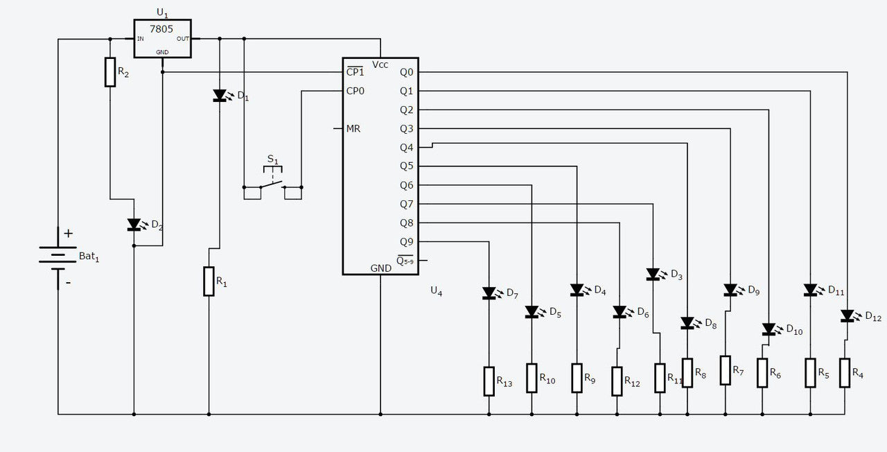 Decade-Counter-using-4017-CIRCUIT-DIAGRAM