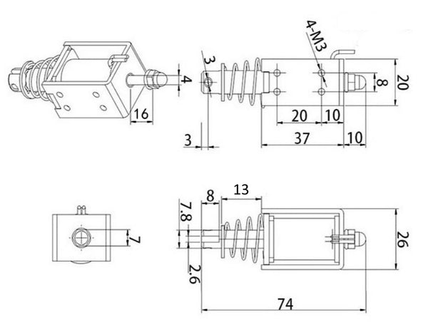 Solenoid Pull Push Type Electromagnet DC 12V, Force 1N - 20N