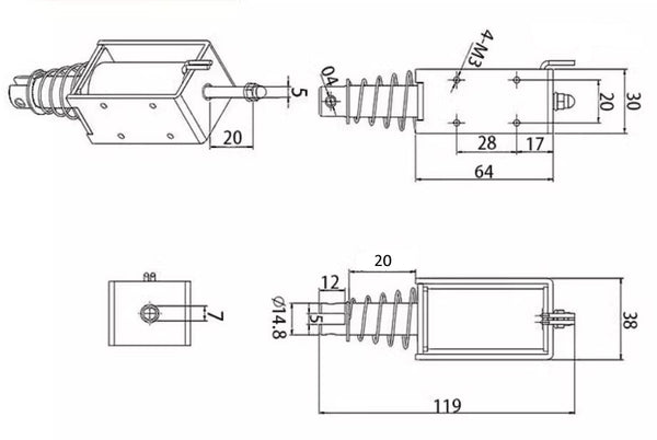 Solenoid Pull Push Type Electromagnet DC 12V, Force 3.5N - 65N