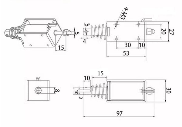 Solenoid Pull Push Type Electromagnet DC 12V, Force 3.5N - 45N