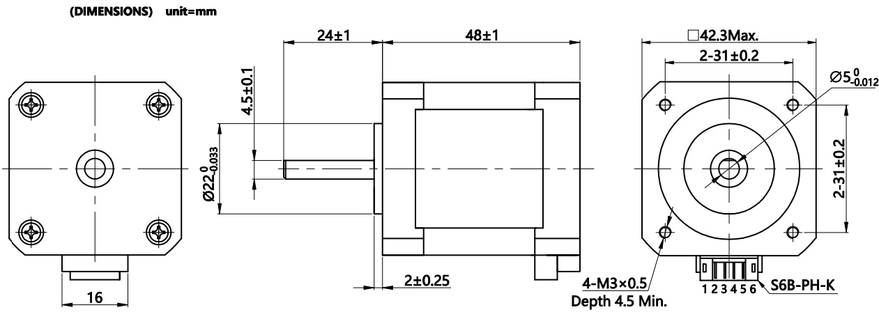 NEMA17 5.0 kg-cm 1.8 Degree 2 Phase NEMA Stepper Motor