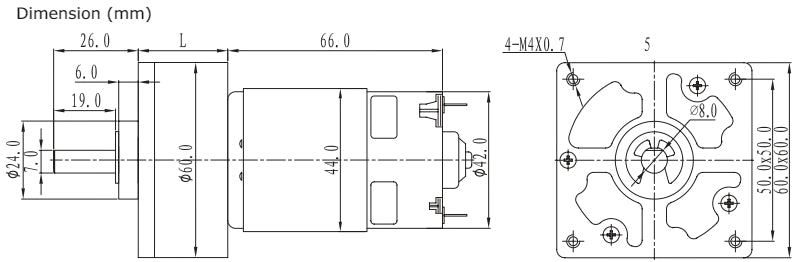 DC Geared full copper industrial grade motor 24V 60mm Diameter Gearmotor 150RPM 440RPM