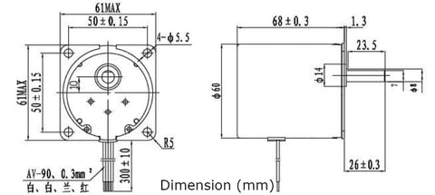 AC Synchronous Gear Motor 220V 0.33µf Speed from 2.5-10 RPM Torque 25 - 80 Kg-cm