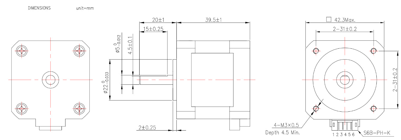 NEMA17 4.2 kg-cm 0.9 Degree 2 Phase NEMA Stepper Motor