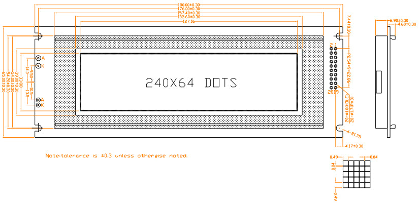 Original JHD 240×64 24064 Characters Graphics module