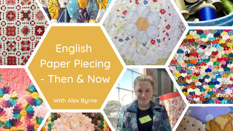 Collage of images of english paper piecing