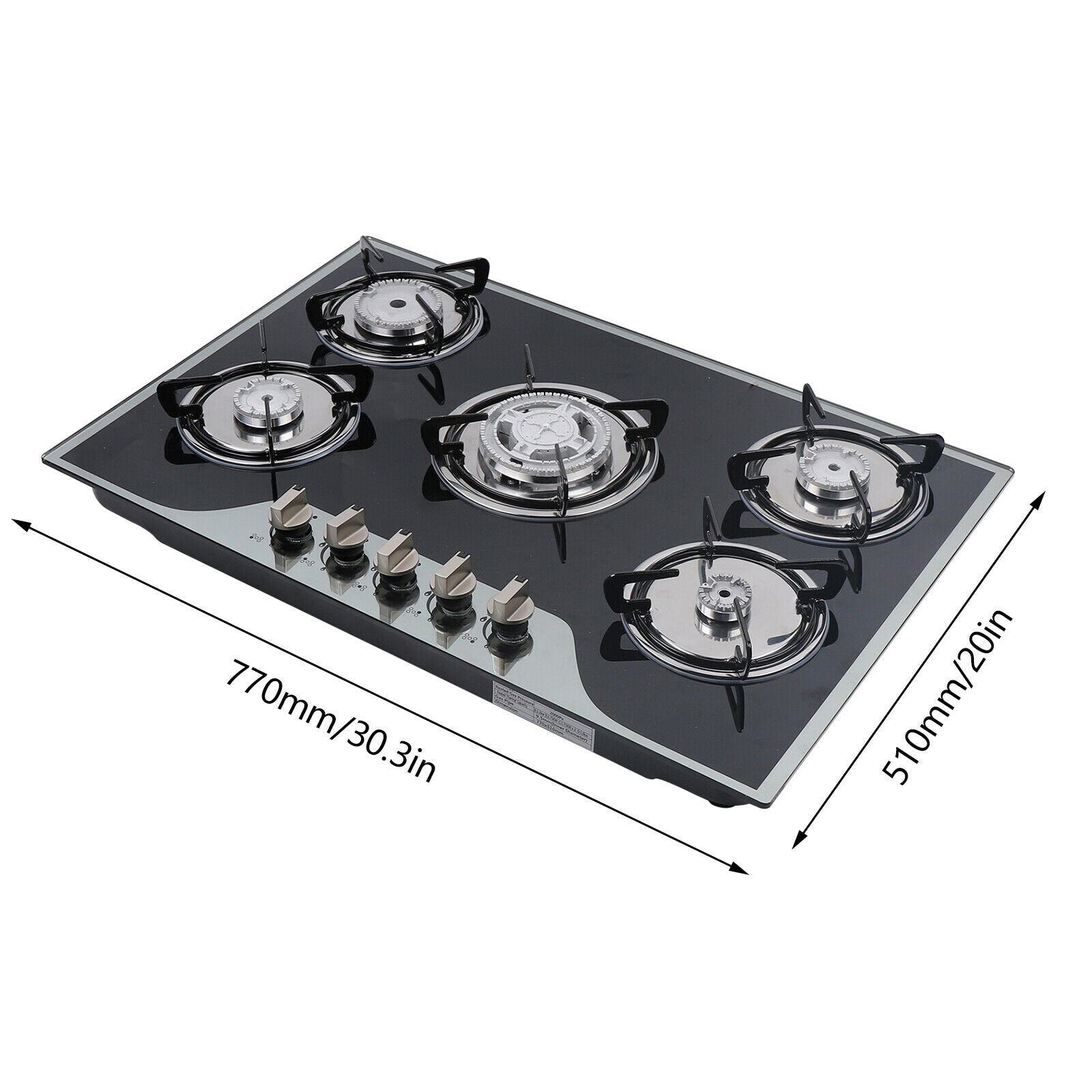 30 inch Stove Top Gas Cooktop Burner Kitchen Cooking LPG / Propane w/ 5  Burners