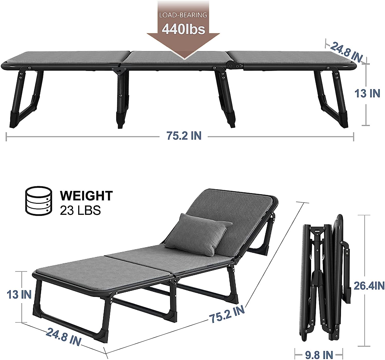 High Load-bearing Household Folding Chairs Office Portable Nap Bed