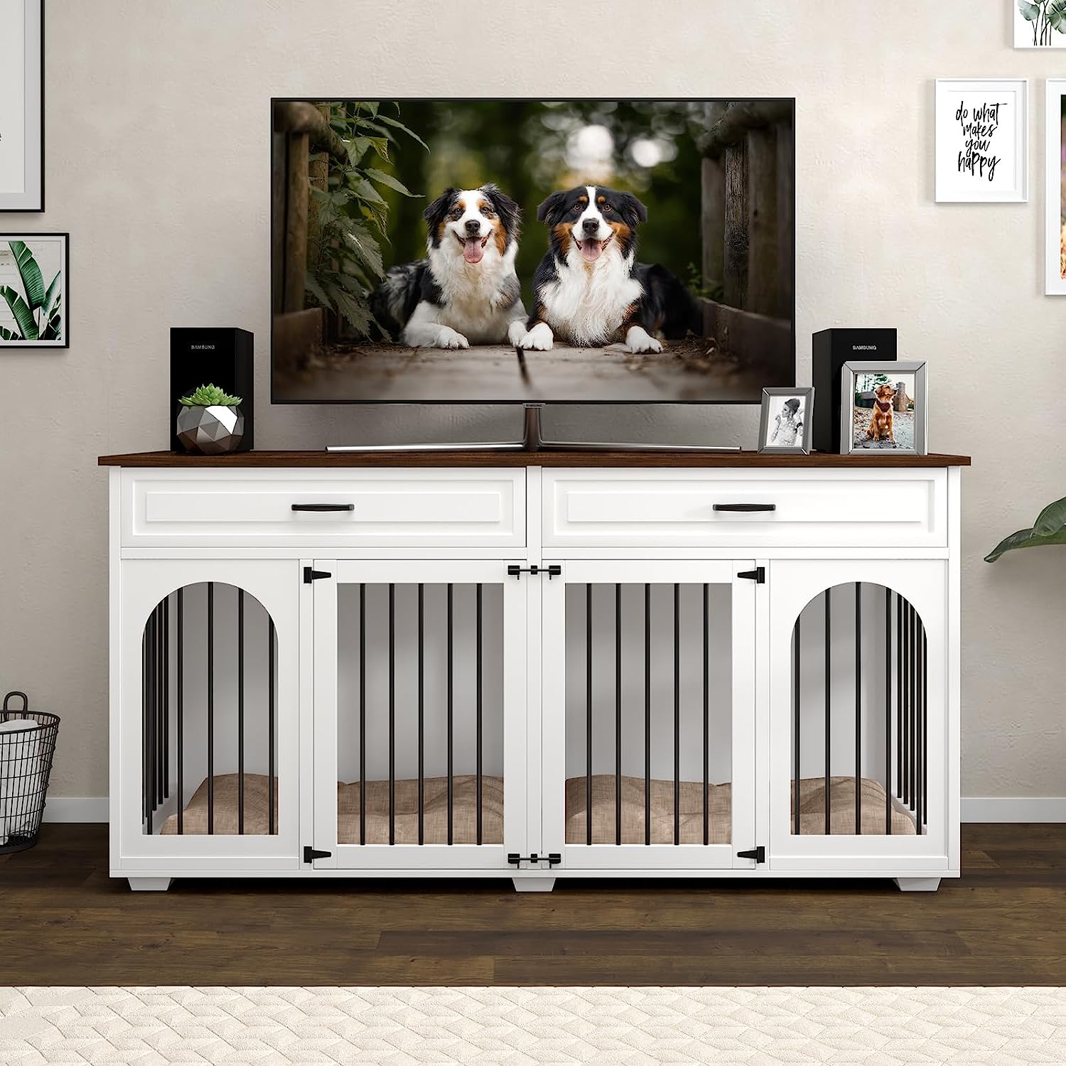 Double Dog Kennel Crate Furniture For 2 Dogs — Rickle.