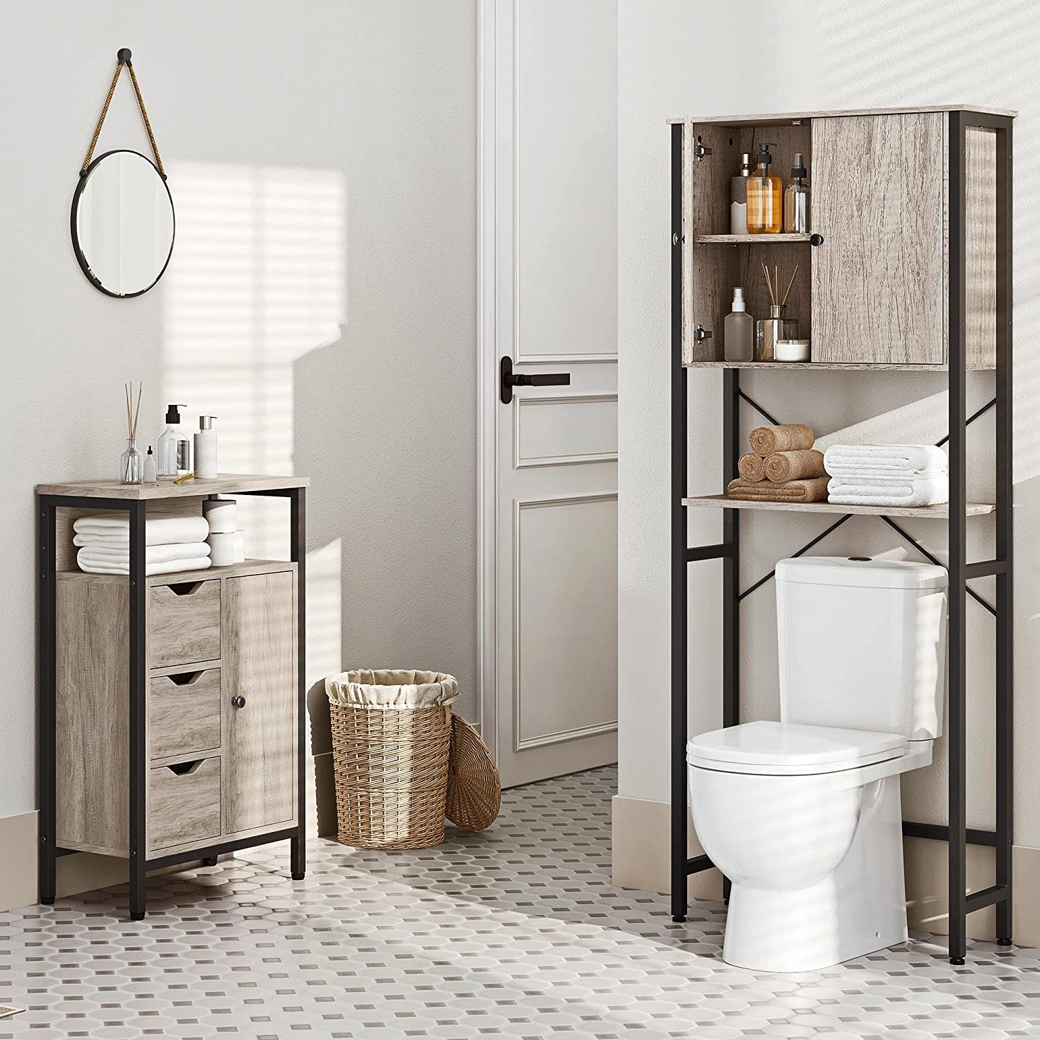 Toilet Space Saver Bathroom Organizer Storage Shelf with Drawers