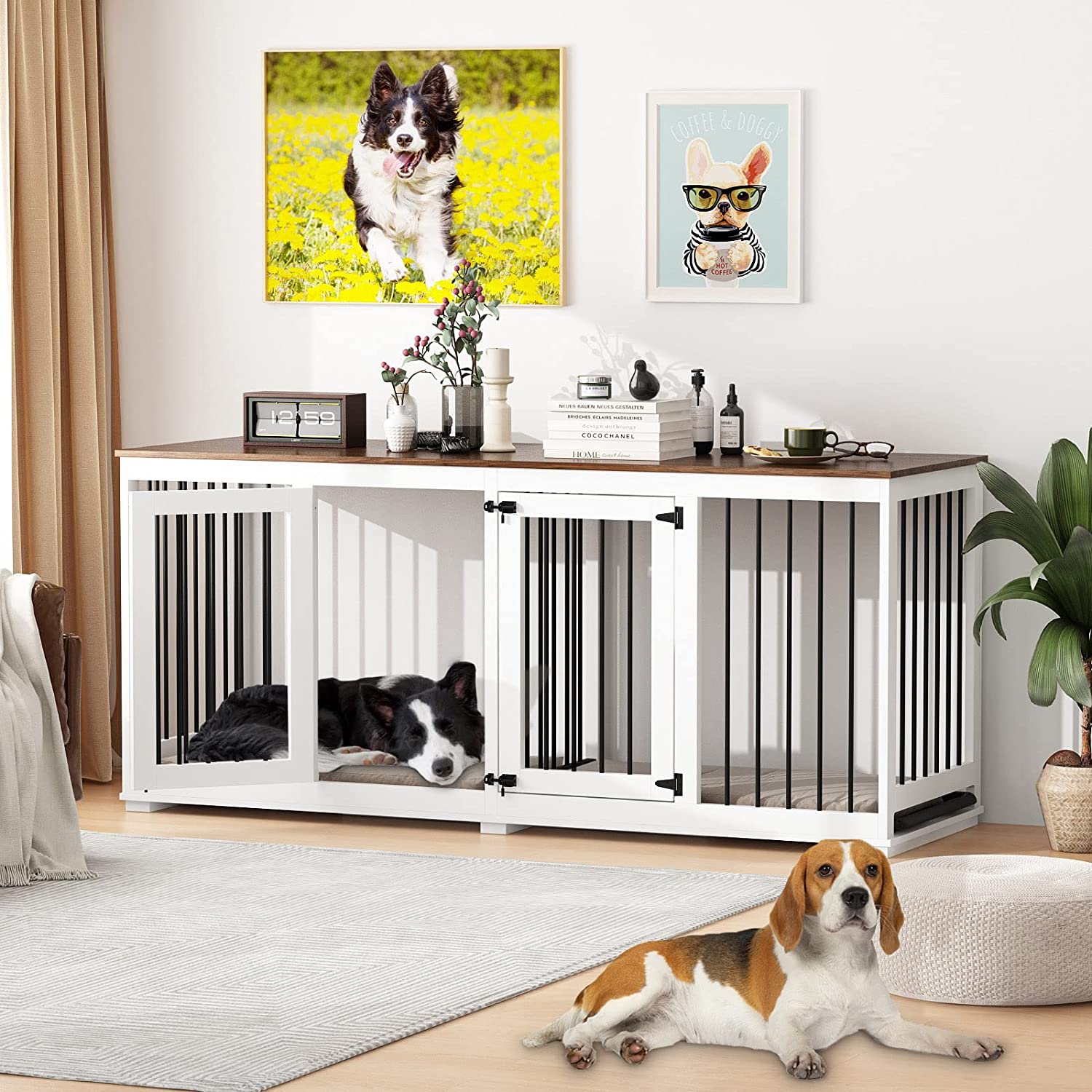 Double Dog Kennel Crate Furniture For 2 Dogs — Rickle.