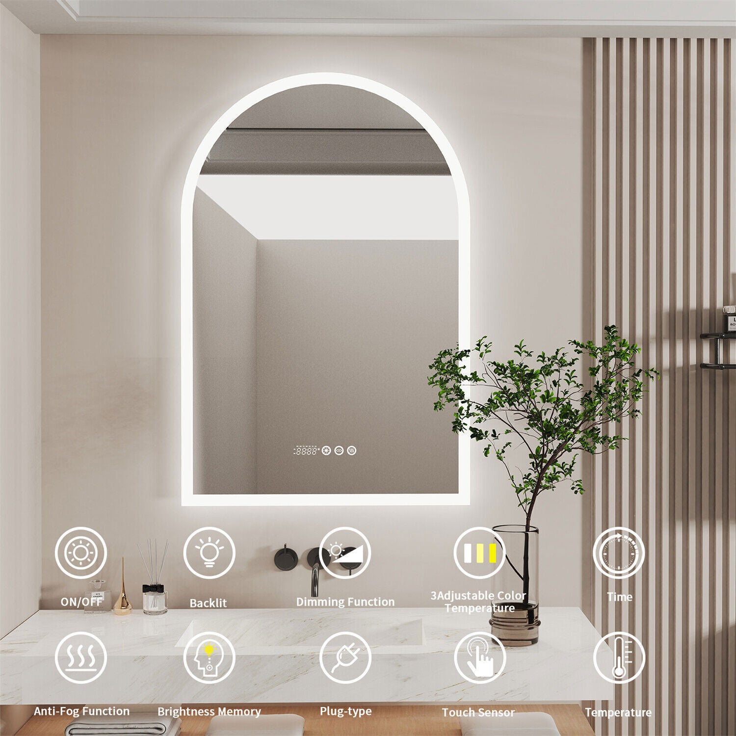Elegant Bathroom Backlit Vanity Mirror With LED Lights — Rickle.
