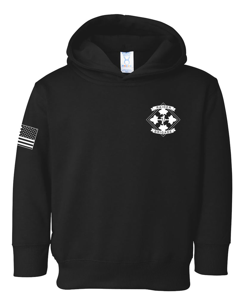 Toddler Unisex Black Hoodie Sweatshirt (White Design). – FortCarsonSwag
