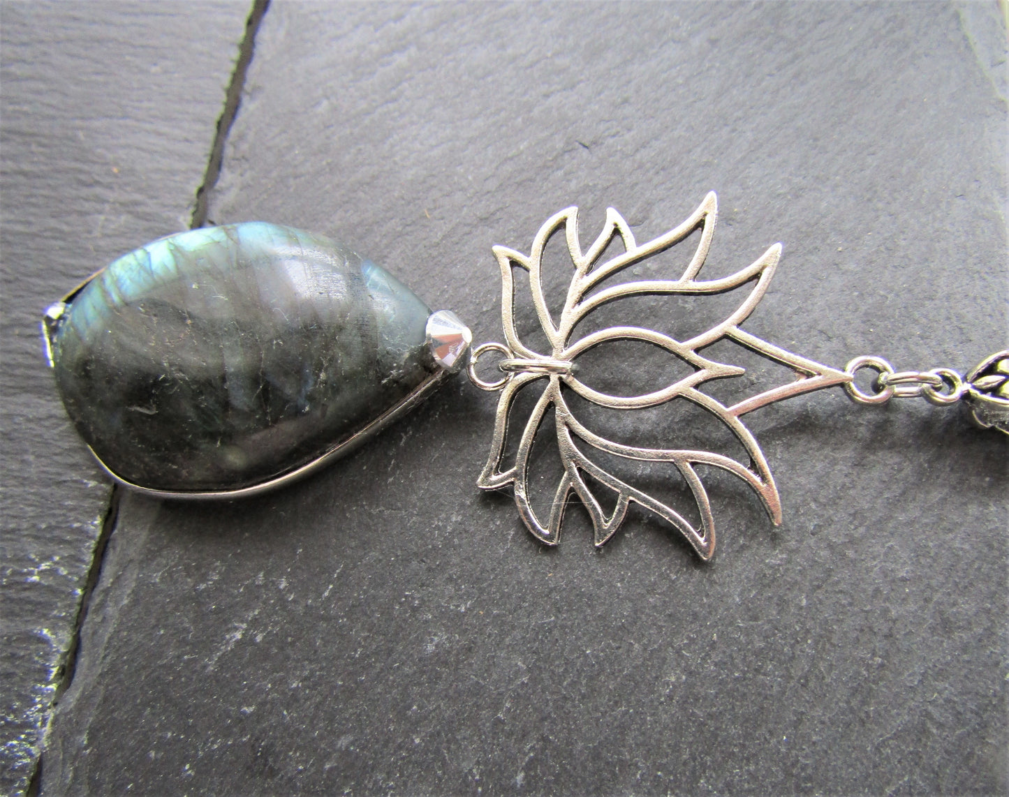 Lotus Necklace with Labradorite