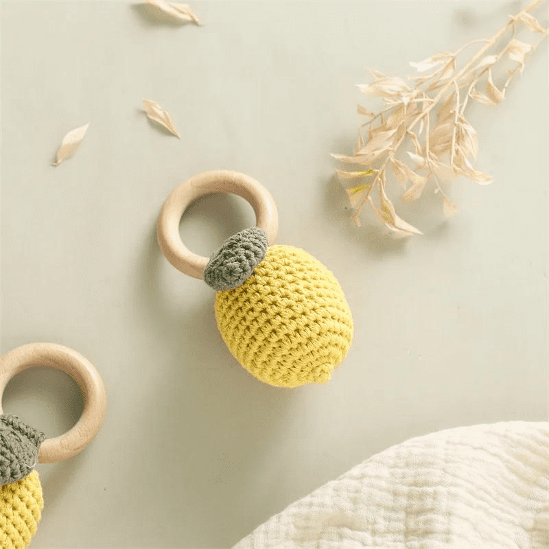 Mordedor Crochê Limão Siciliano - Brinquedo para Bebê