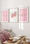over the bed pink and gold bedroom wall decor