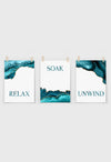 set of 3 teal bathroom quotes art