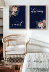 sweet dreams navy blue and pink flowers